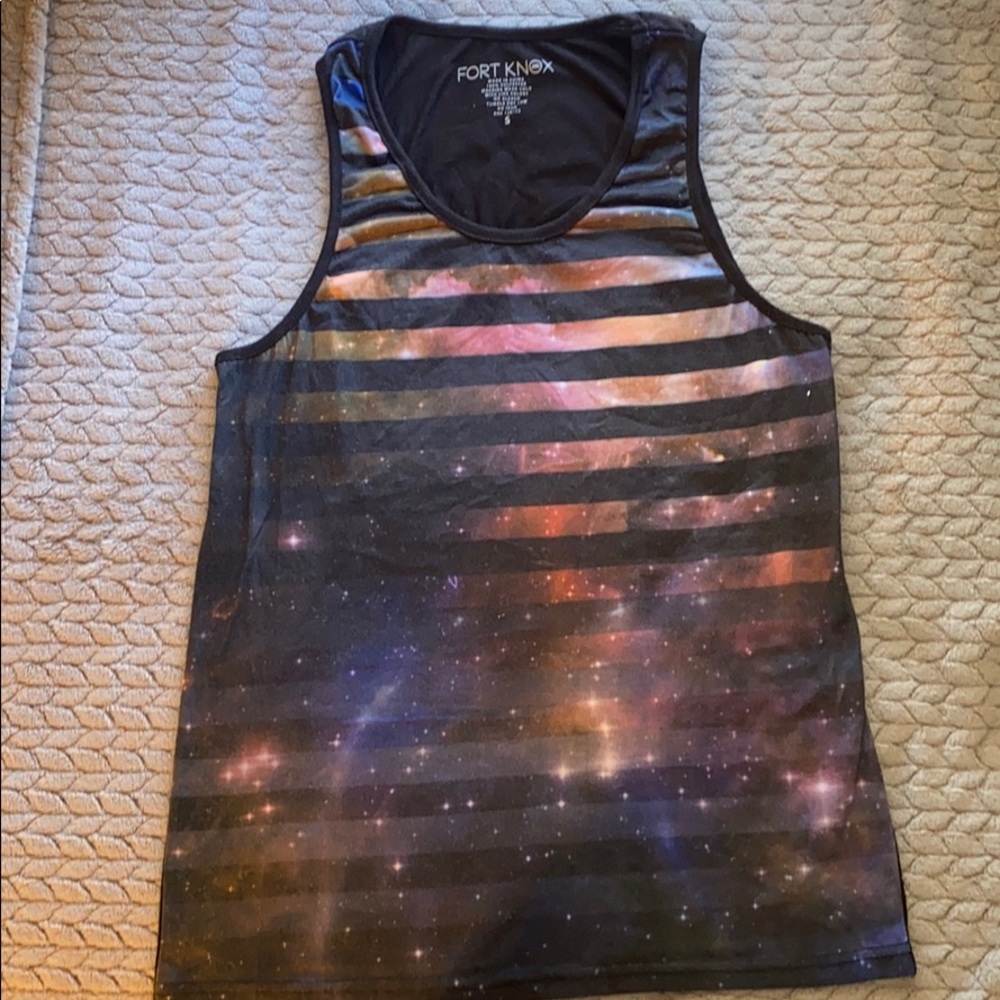 Space background with stripes tank top
